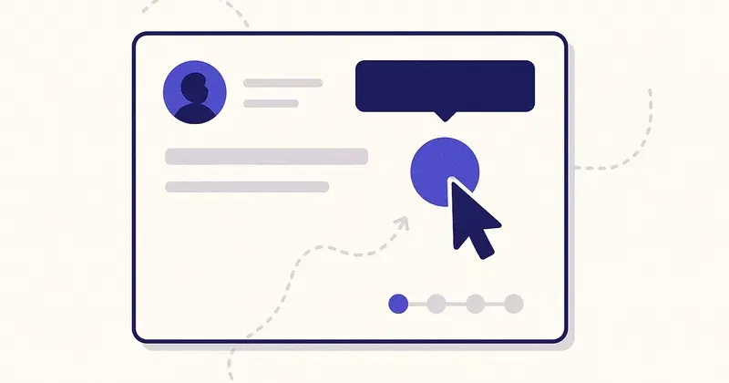 Interactive demo concept — a clickable product walkthrough with hotspots, branching paths, and analytics