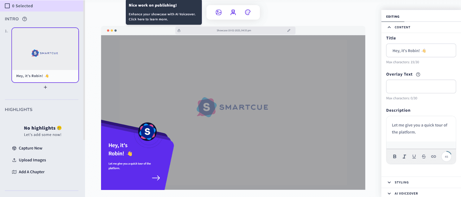 Smartcue landing page