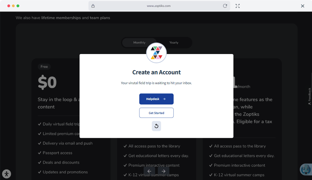 Screenshot of zoptiks demo