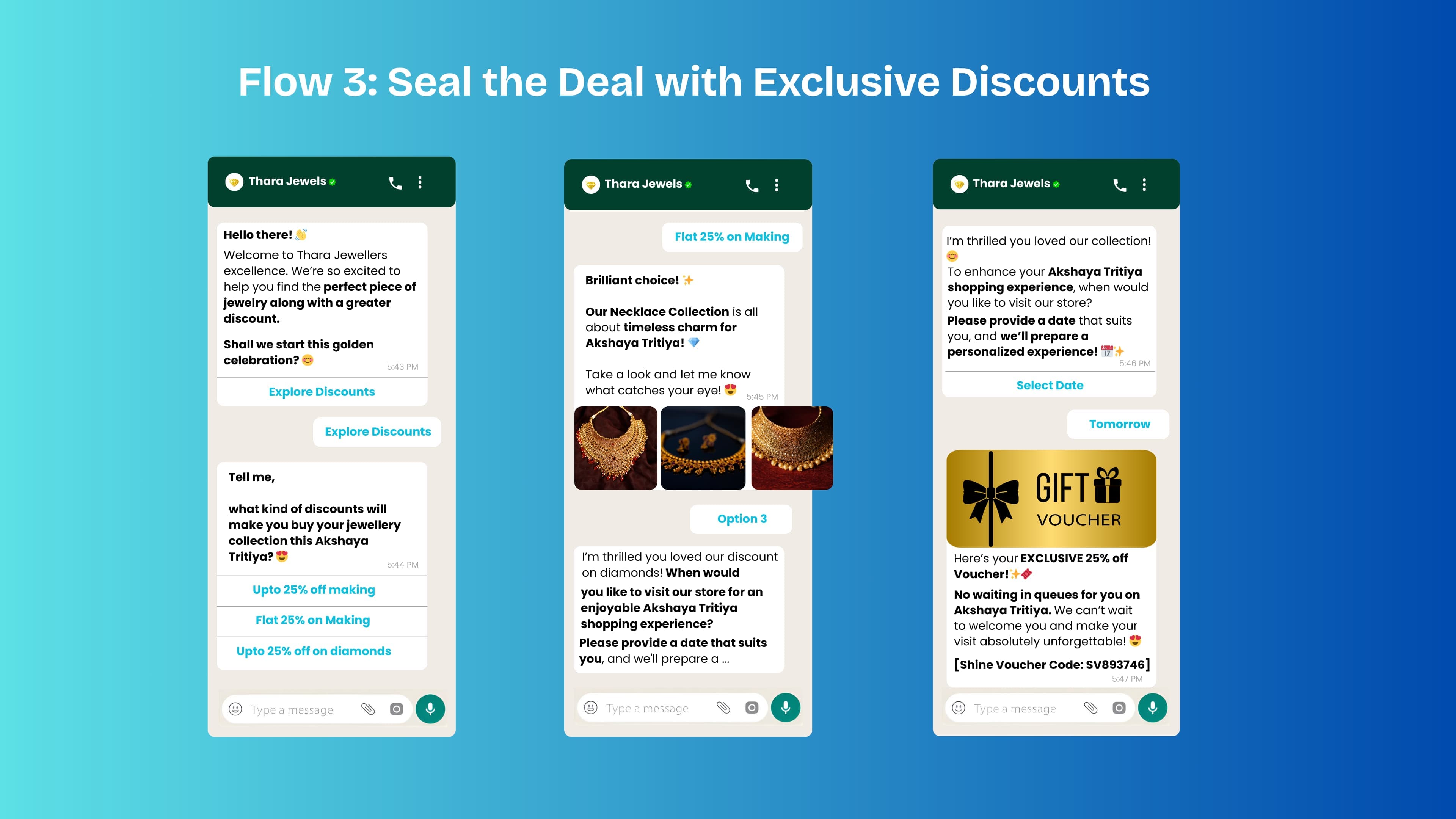 Zithara whatsapp bot flow for Exclusive Discounts Customers