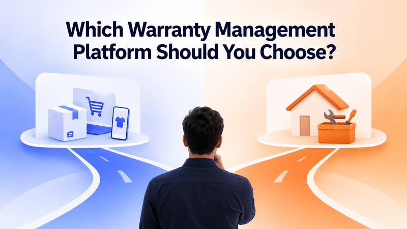Warranty platform choice graphic showing ecommerce path versus home warranty service path.