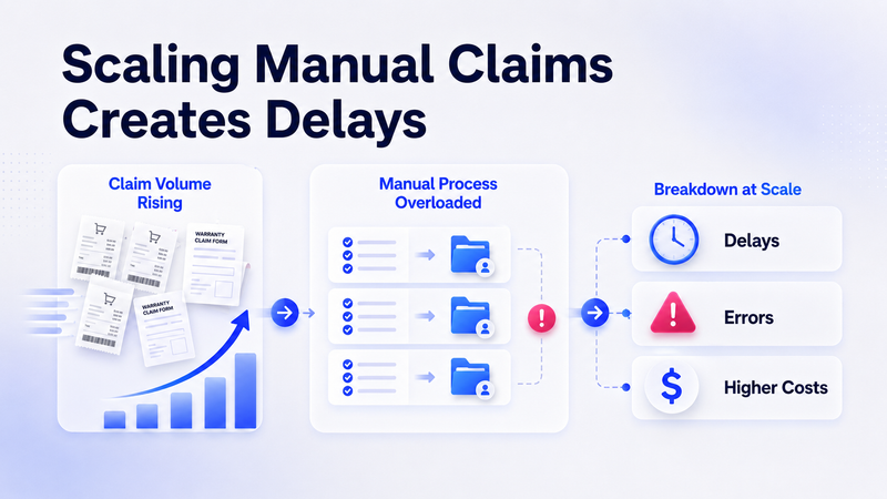 Rising claim volume overloads manual processing, causing delays, errors, and higher operational costs across brands.