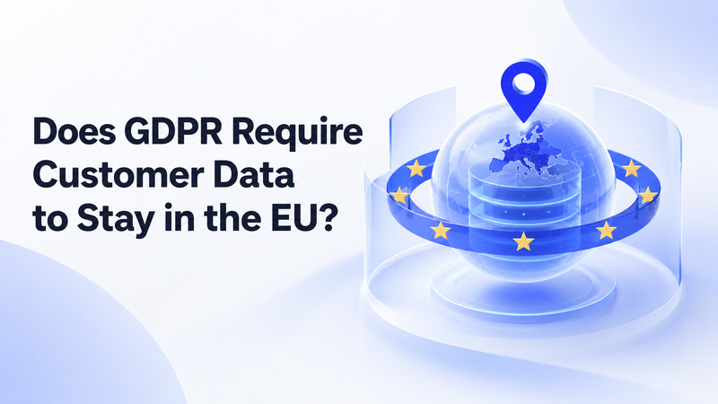 European data storage depicted by blue globe, EU stars, and location marker.