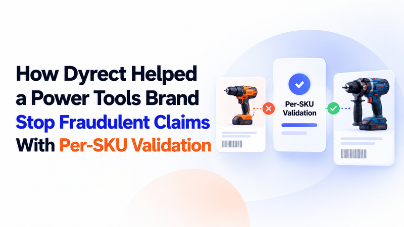 Per-SKU validation graphic comparing two power drills with rejected and approved indicators.