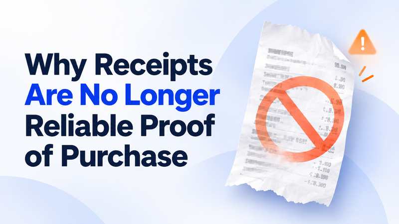 Why receipts are no longer reliable graphic showing faded receipt and prohibition symbol.