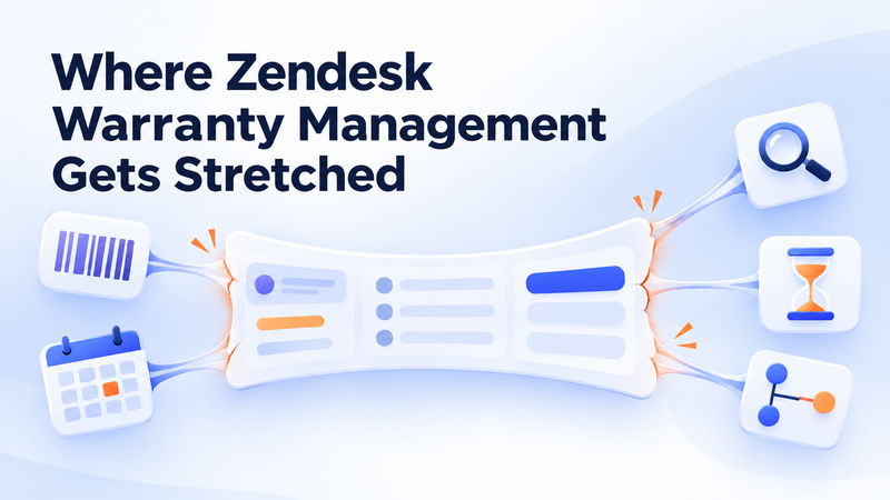 Zendesk warranty management stretched across disconnected tools, checks, delays, and serial tracking.