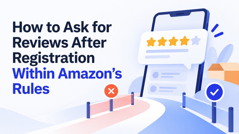 Amazon review guidelines illustrated by smartphone, star rating, and approved versus prohibited paths.