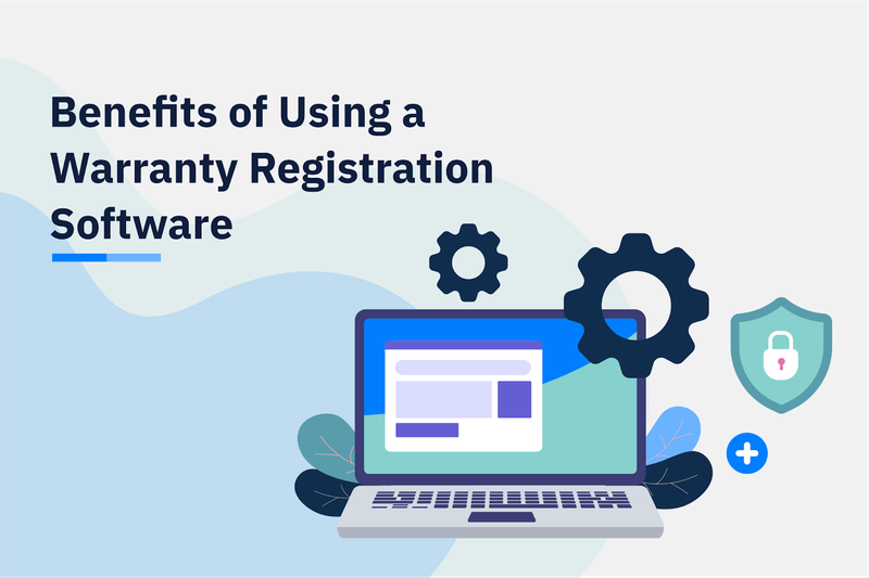 Laptop screen with interface icons, gears, and security shield