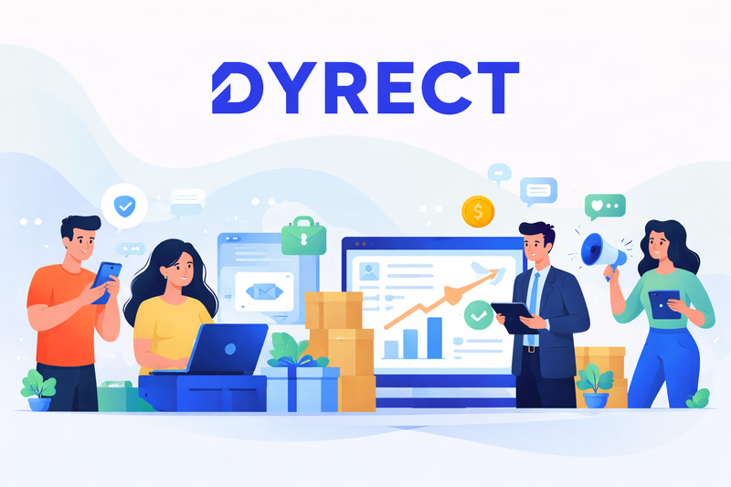 DYRECT platform dashboard with teams managing product registrations and analytics