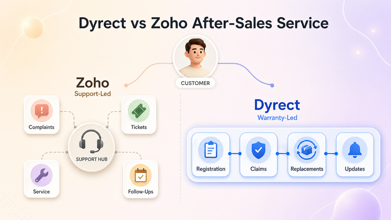 Dyrect and Zoho after-sales service workflow comparison