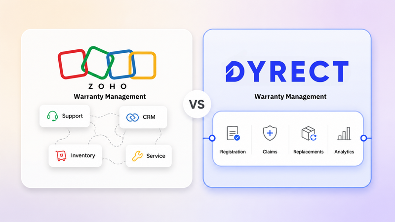 Zoho and Dyrect warranty management comparison with platform features