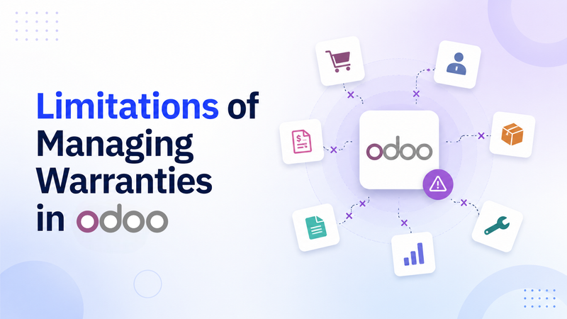 Odoo warranty management limitations shown with disconnected app modules