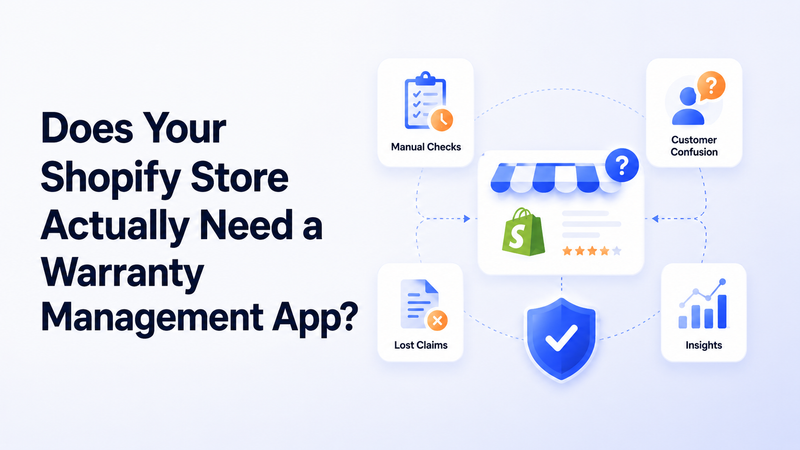 Shopify store decision graphic featuring manual checks, lost claims, insights