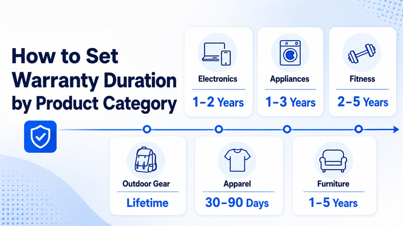 Warranty duration benchmarks across electronics, appliances, fitness, apparel, furniture