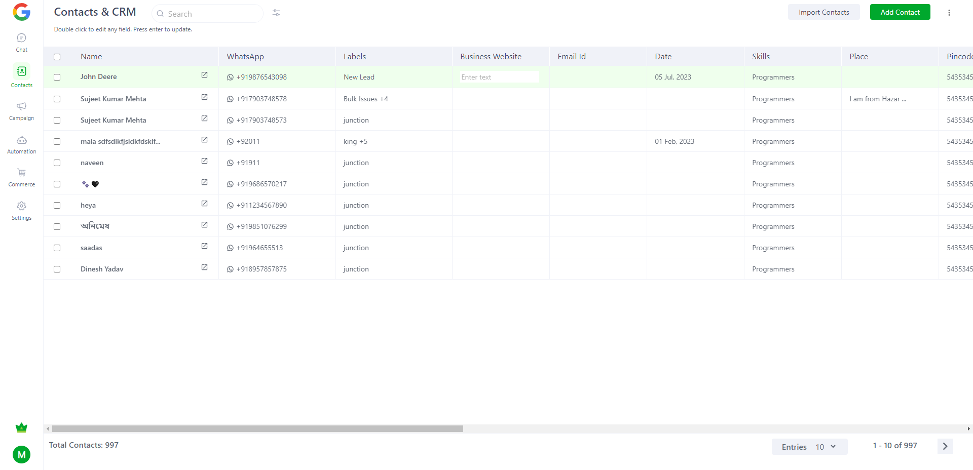 Contact & CRM, Automation, User Onboarding