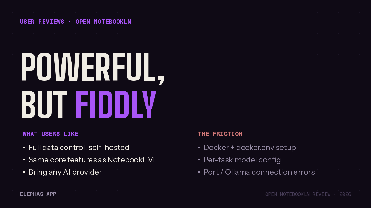 Open NotebookLM user reviews: powerful but fiddly to set up