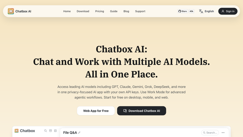Chatbox download page showing the Mac desktop app for AI chat
