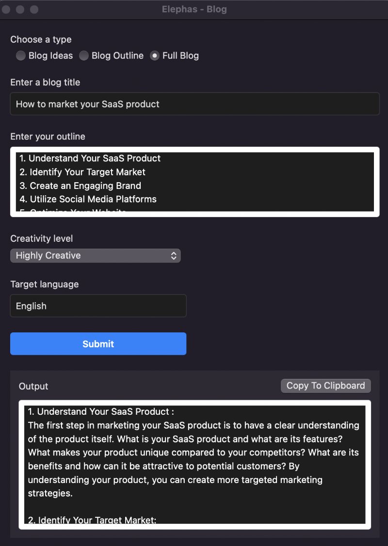 Get inspired by the AI-written content of the Elephas AI Writing Assistant