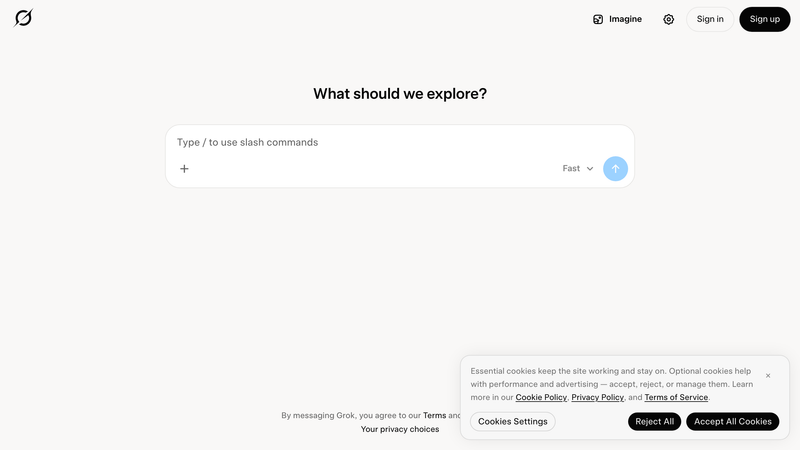 Grok homepage