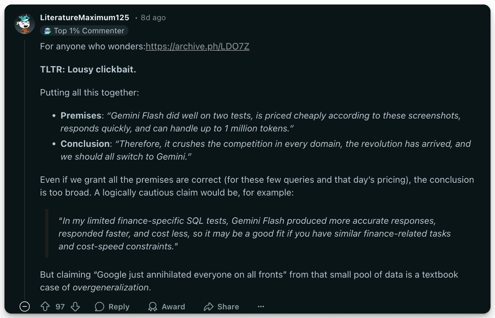 Reddit Opinion on DeepSeek vs. Gemini