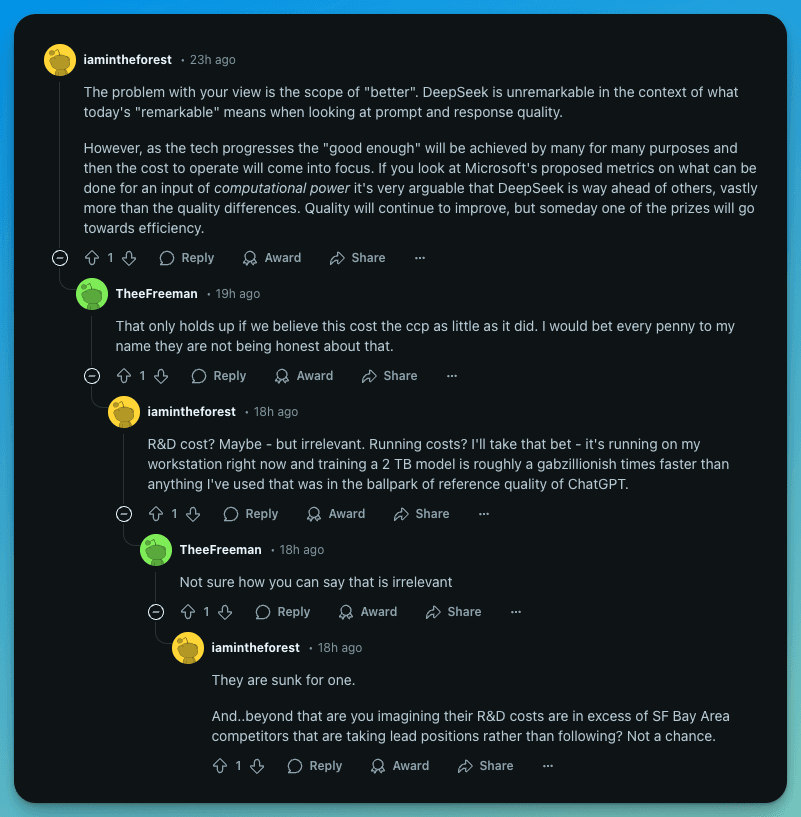 Redditors' Opinion on Deepseek vs ChatGPT