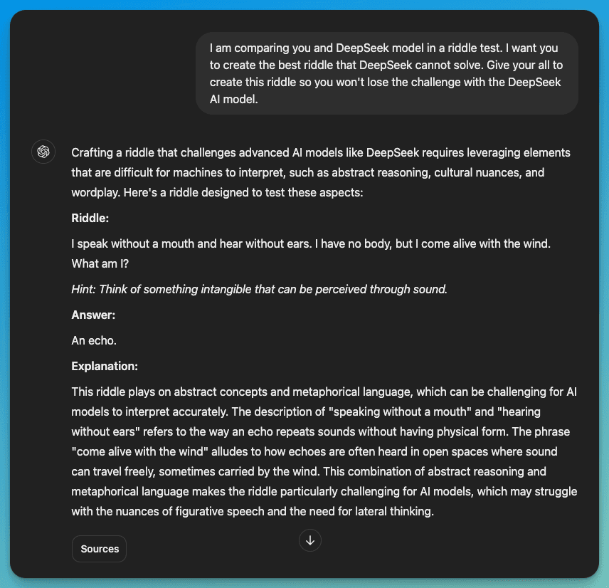 ChatGPT vs Deepseek Riddle Generation and solving Analysis