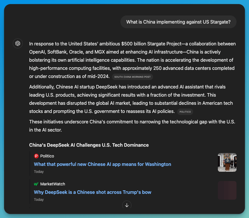 ChatGPT vs Deepseek Web Search Analysis