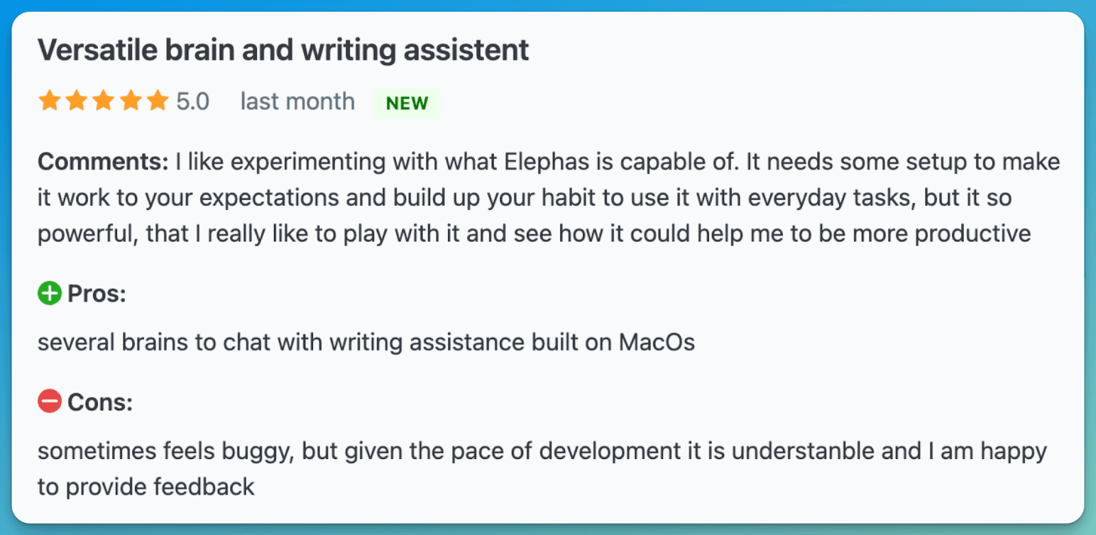 Elephas User Reviews