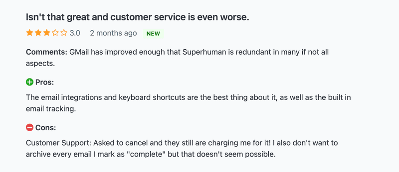Superhuman reviews