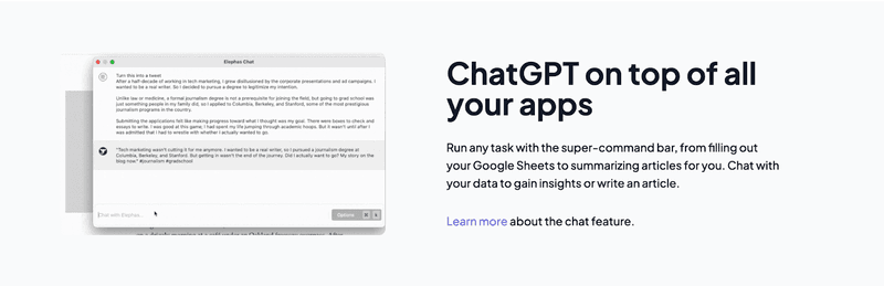 Elephas Chatgpt feature 