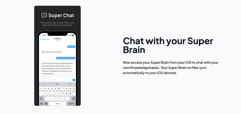 Elephas Super Brain Chat Feature 