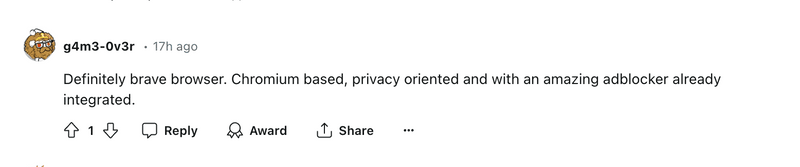Redditors opinion on best browser for mac 