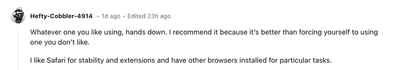 Redditors opinion on best browser for mac 
