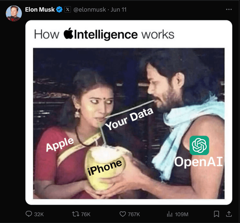 Elon Musk Tweets on Apple Intelligence Privacy 