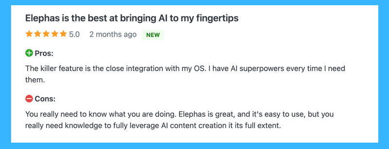 Elephas Customer Reviews