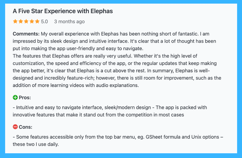 Elephas Review