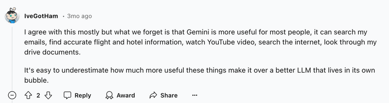 Gemini vs ChatGPT Redditors Opinion