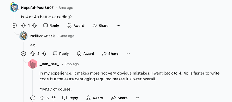 Gemini vs ChatGPT Redditors Opinion