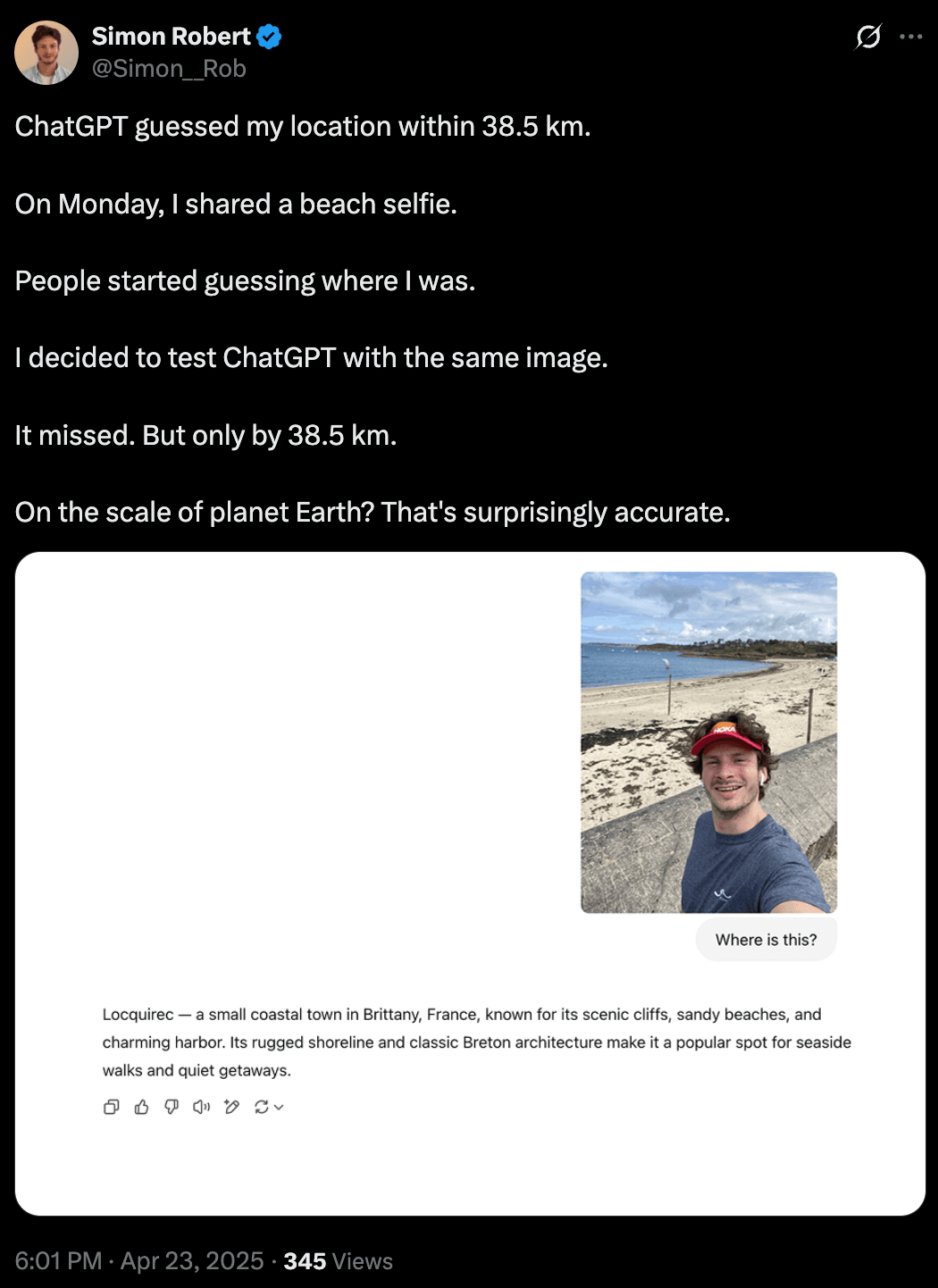Accuracy of ChatGPT finding locations