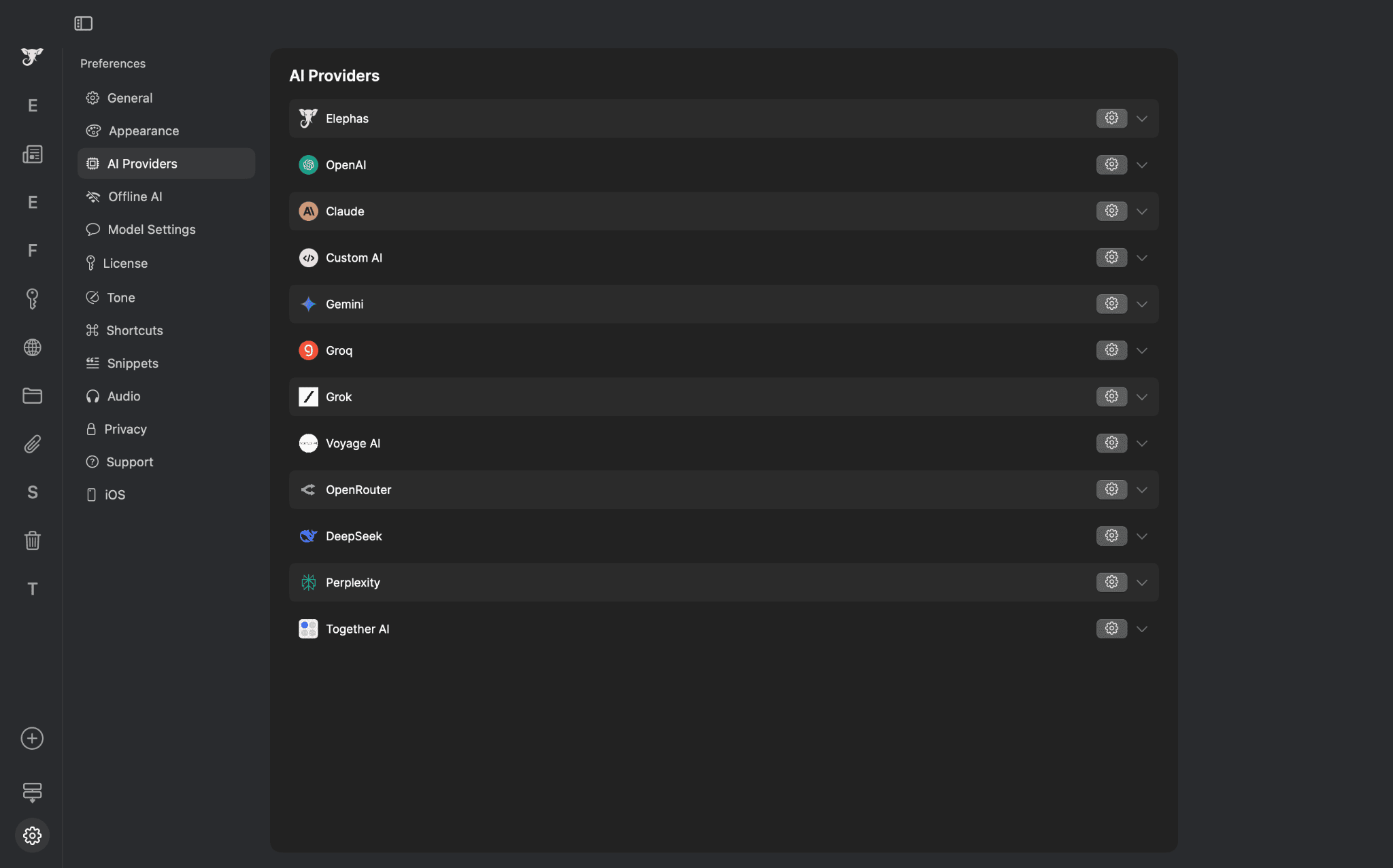 Elephas AI providers