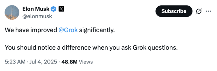 Elon Musk making new changes to Grok
