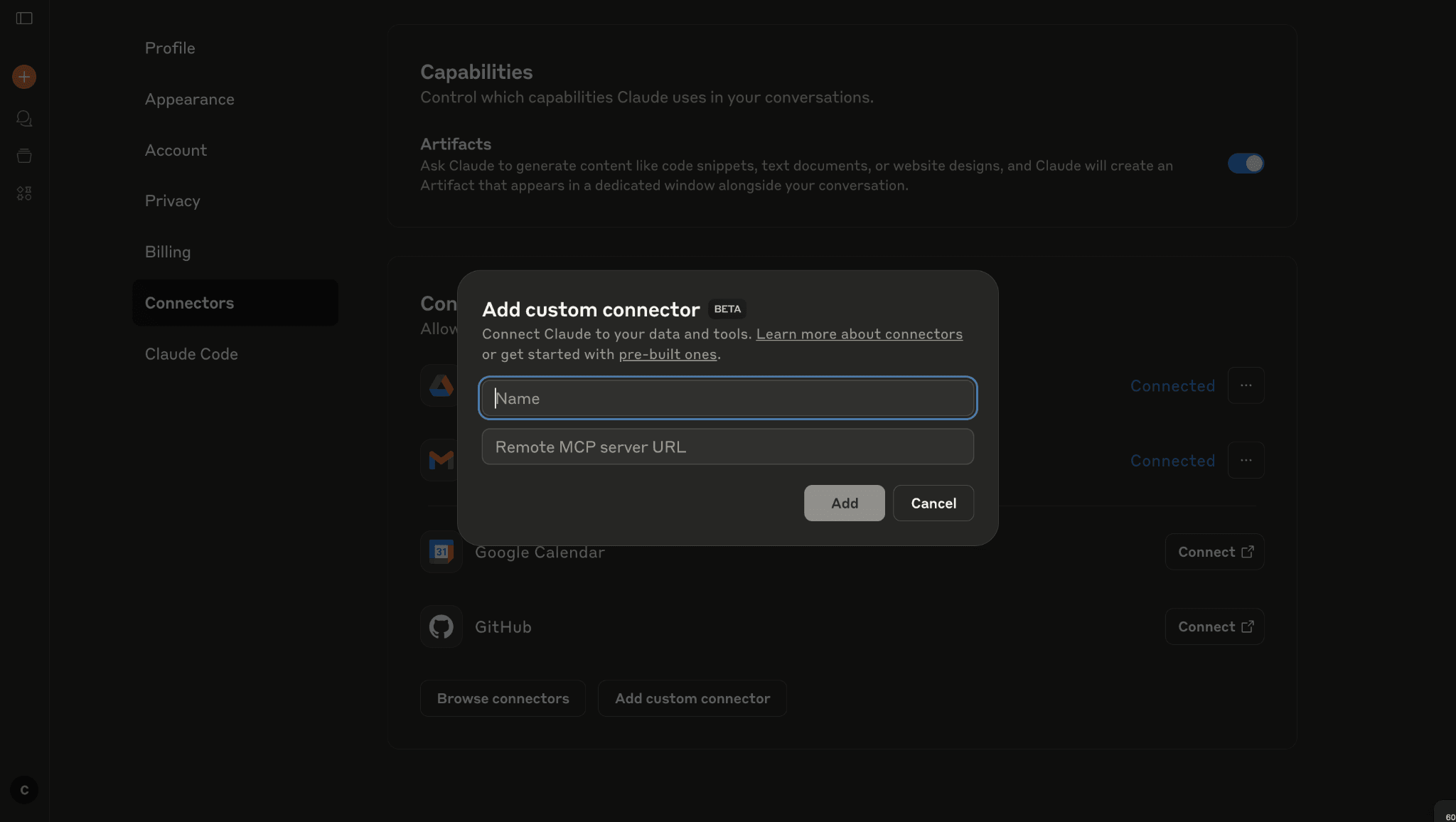 adding custom connectors 