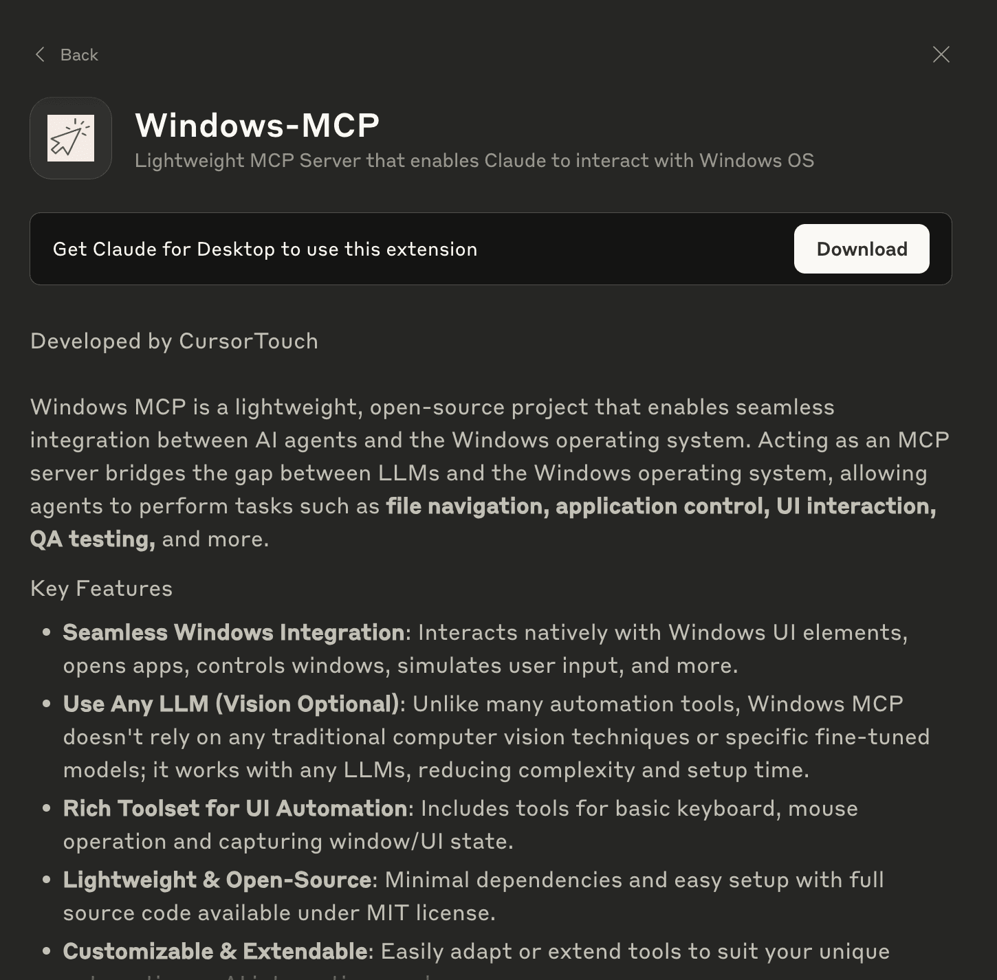 Claude windows mcp connector 