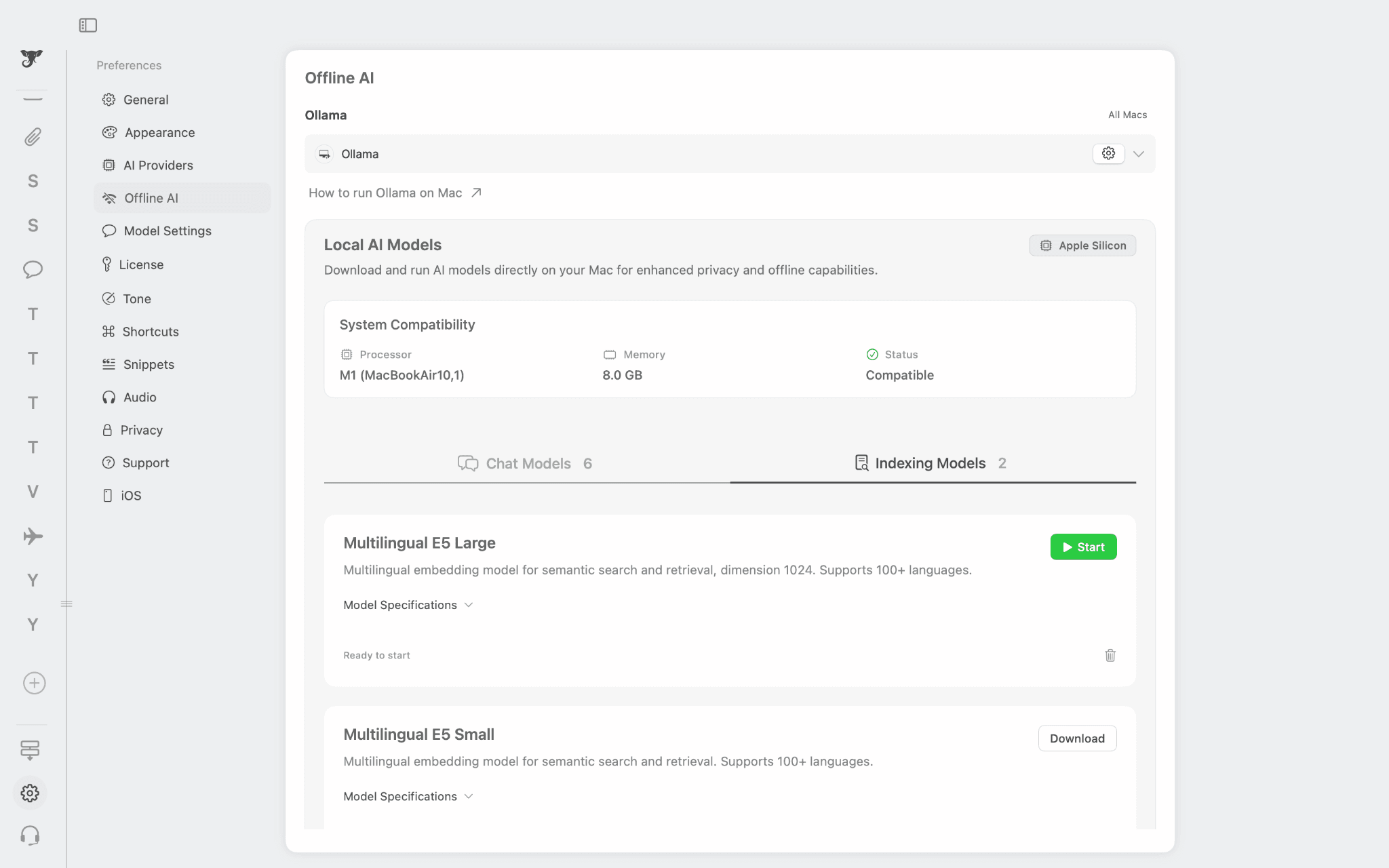 Elephas offline AI models 