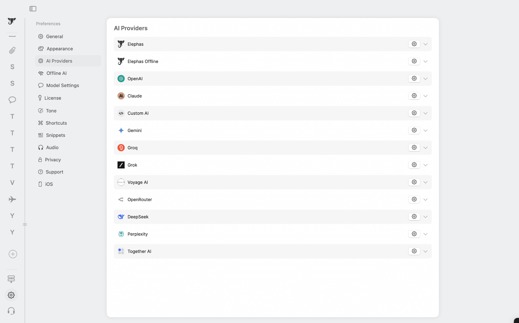 Elephas AI providers 