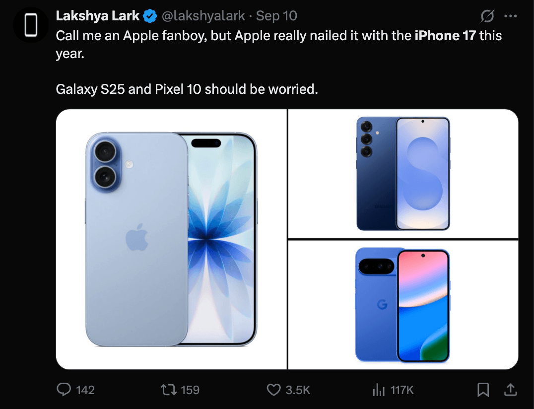 Twitter users reaction to iPhone 17