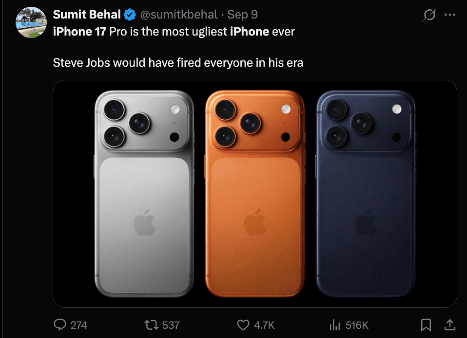 Twitter users reaction to iPhone 17