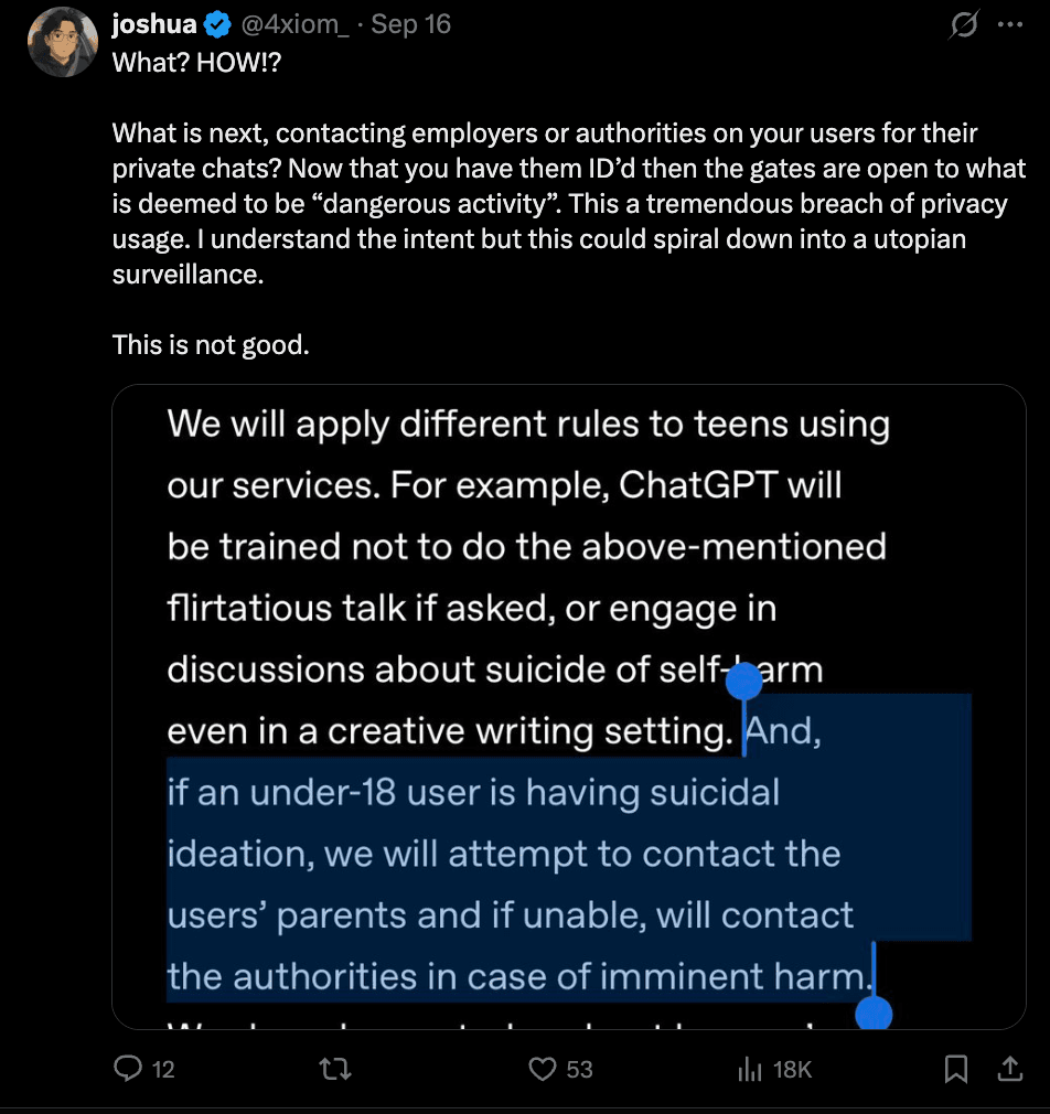 User reactions to OpenAI new Safety Rules