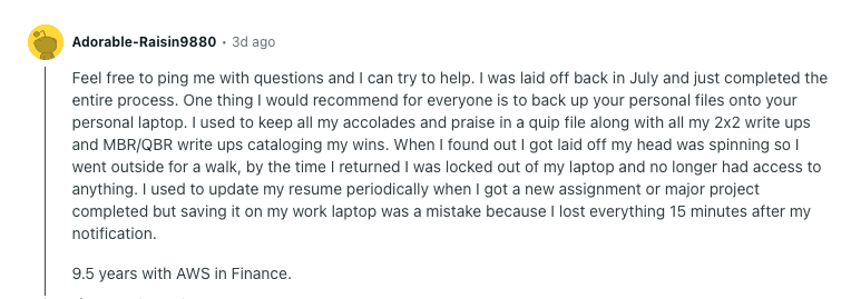 User reaction to Amazon Layoff