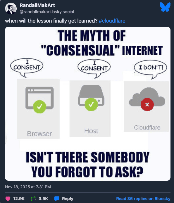 Reddit and Bluesky User Reactions to Cloudflare Down